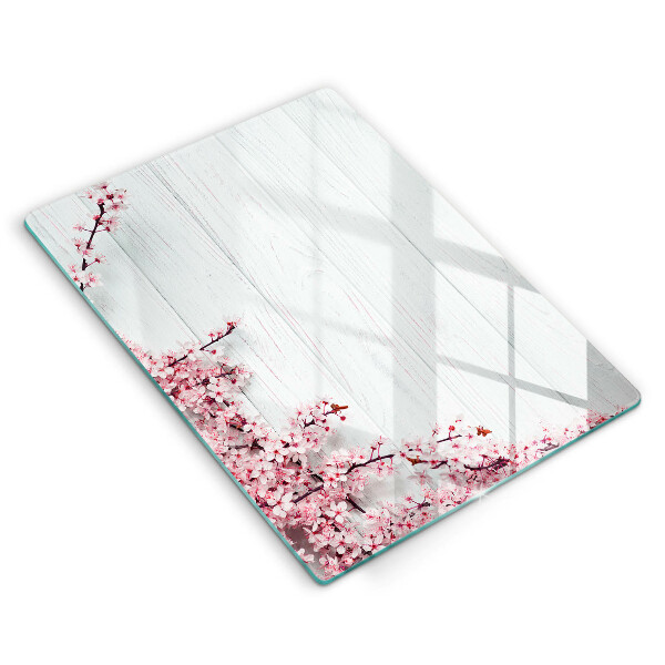 Glasskärbräda med blommotiv
