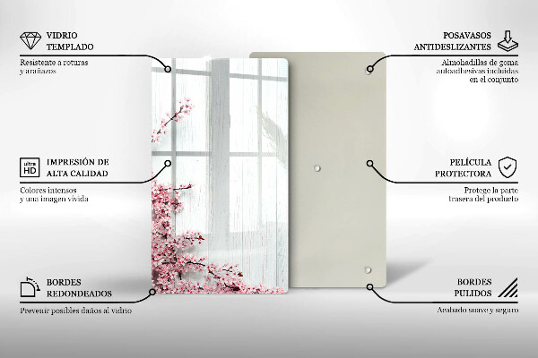Glasskärbräda med blommotiv