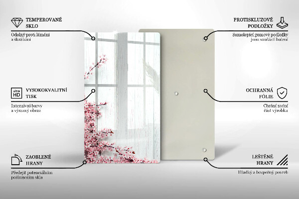 Glasskärbräda med blommotiv