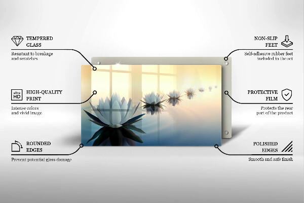 Skärbräda i härdat glas Näckrosblommor