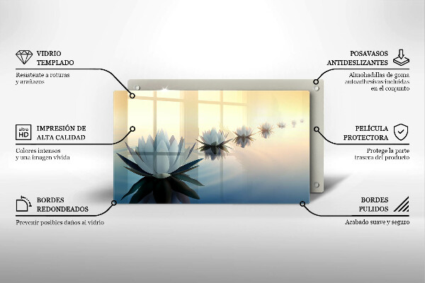 Skärbräda i härdat glas Näckrosblommor