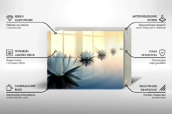 Skärbräda i härdat glas Näckrosblommor