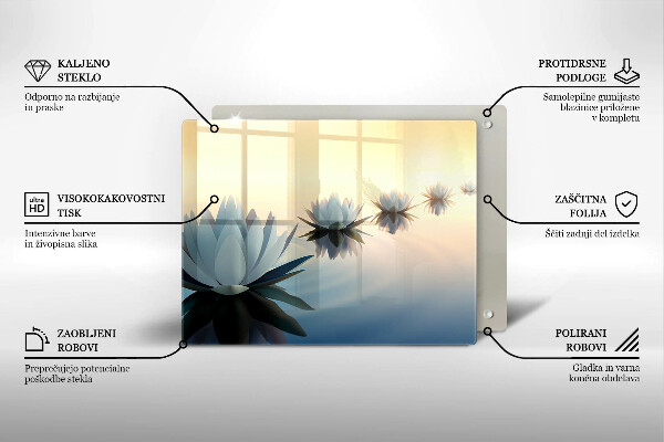 Skärbräda i härdat glas Näckrosblommor