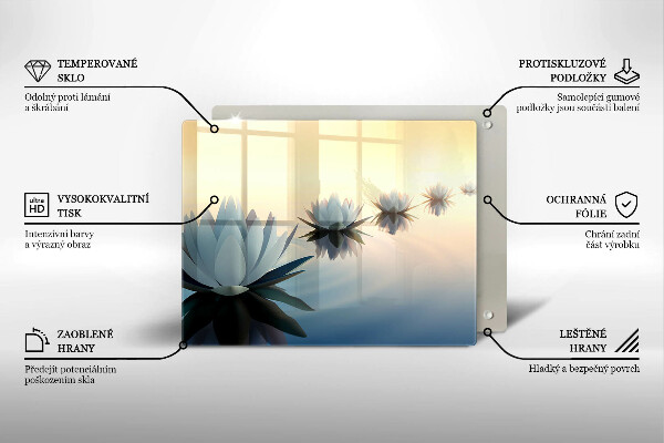 Skärbräda i härdat glas Näckrosblommor