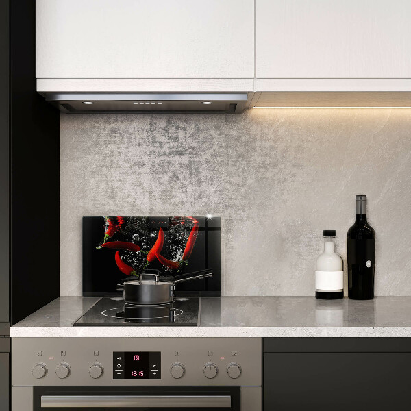 Skärbräda i härdat glas Chilipeppar i vatten