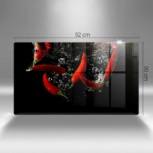 Skärbräda i härdat glas Chilipeppar i vatten