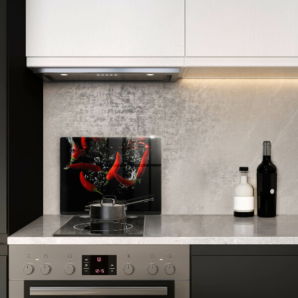 Skärbräda i härdat glas Chilipeppar i vatten