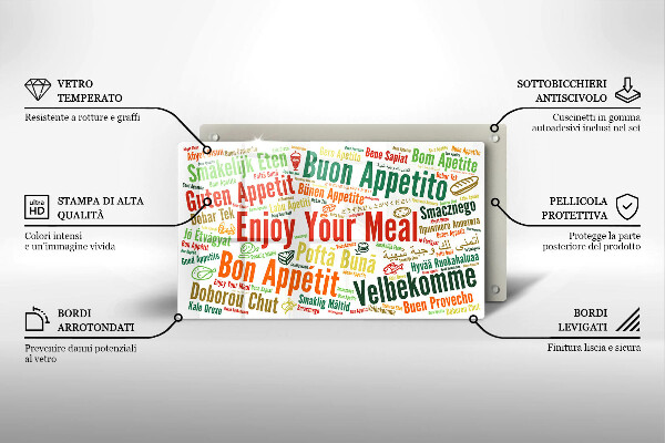 Skärbräda i härdat glas God aptit undertexter språk