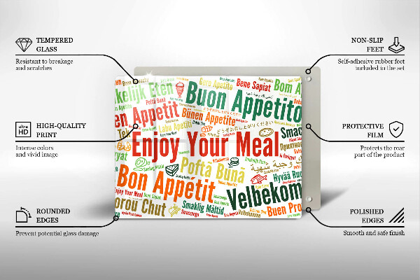 Skärbräda i härdat glas God aptit undertexter språk