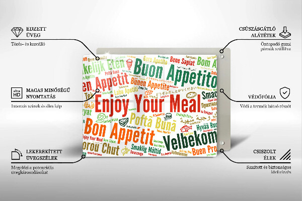 Skärbräda i härdat glas God aptit undertexter språk