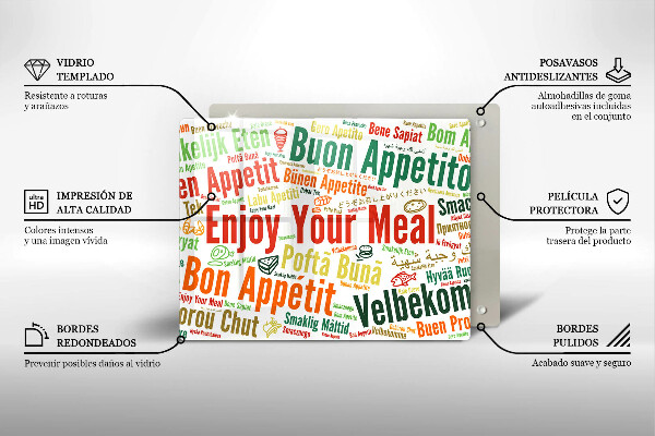 Skärbräda i härdat glas God aptit undertexter språk