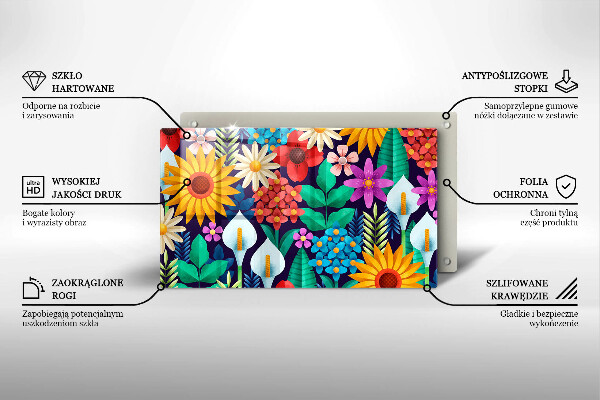 Skärbräda i härdat glas Illustration äng blommor