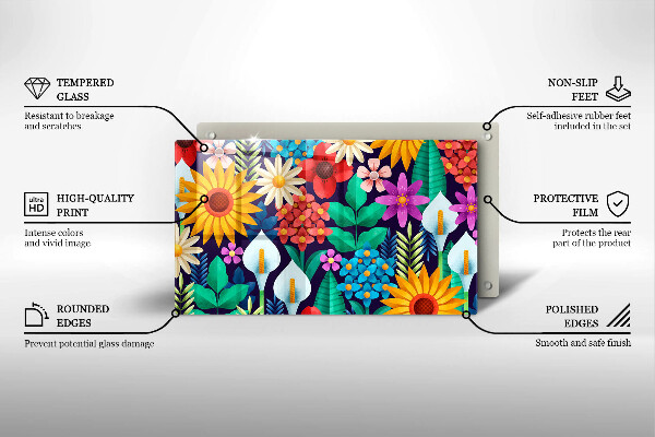 Skärbräda i härdat glas Illustration äng blommor