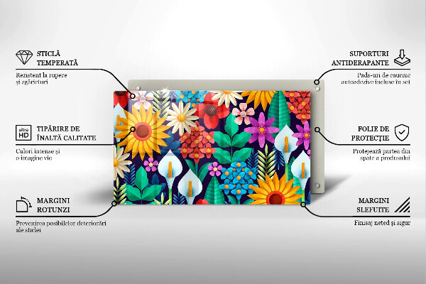 Skärbräda i härdat glas Illustration äng blommor