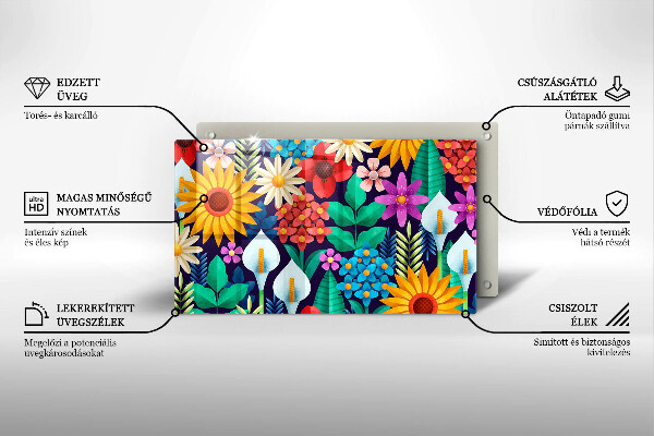 Skärbräda i härdat glas Illustration äng blommor