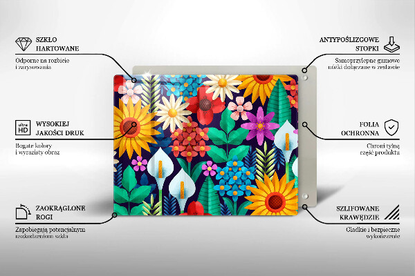 Skärbräda i härdat glas Illustration äng blommor