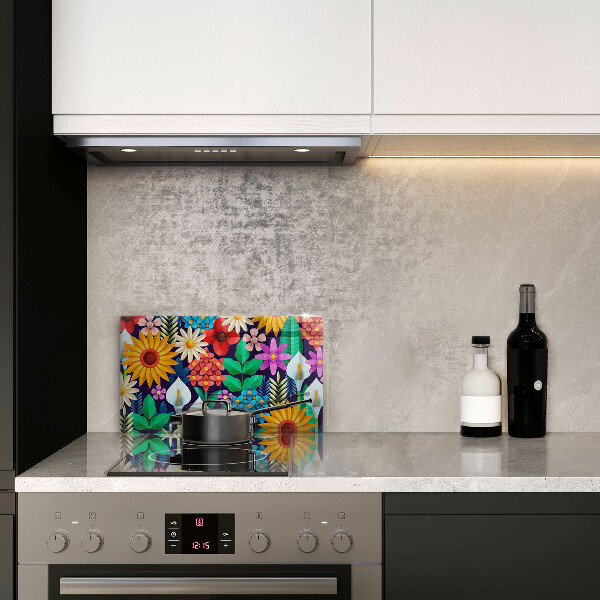 Skärbräda i härdat glas Illustration äng blommor