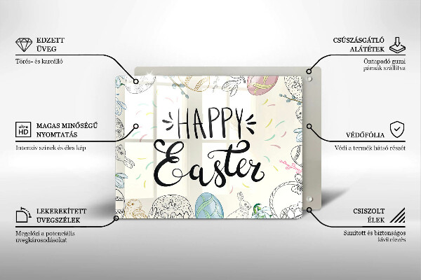 Skärbräda i härdat glas Glad påsk inskription