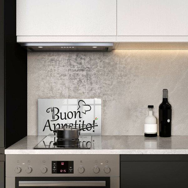 Skärbräda i härdat glas Inskriptionen Buon Appetito!