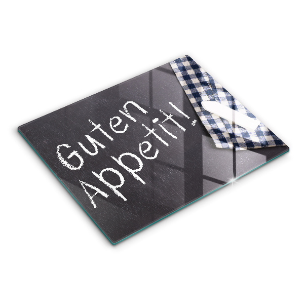 Skärbräda i härdat glas Inskriptionen God aptit!