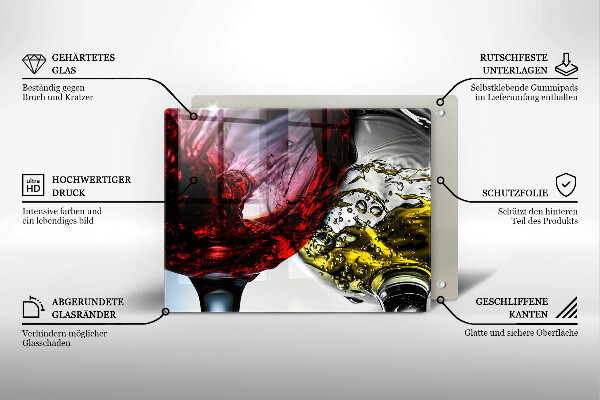 Skärbräda i härdat glas Glas vin