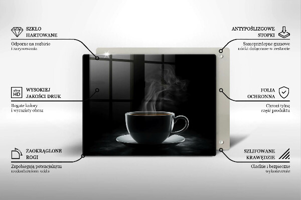 Skärbräda i härdat glas En varm kopp kaffe