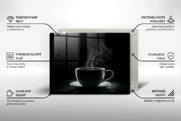 Skärbräda i härdat glas En varm kopp kaffe