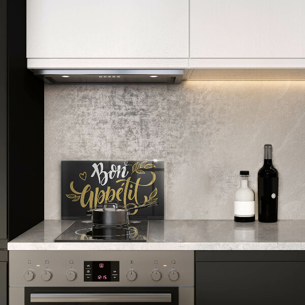Skärbräda i härdat glas Inskriptionen Bon Appetit