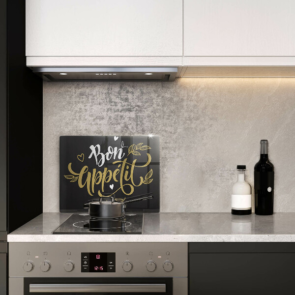 Skärbräda i härdat glas Inskriptionen Bon Appetit