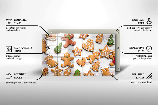 Skärbräda i härdat glas Jul pepparkakor