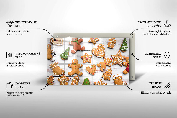 Skärbräda i härdat glas Jul pepparkakor