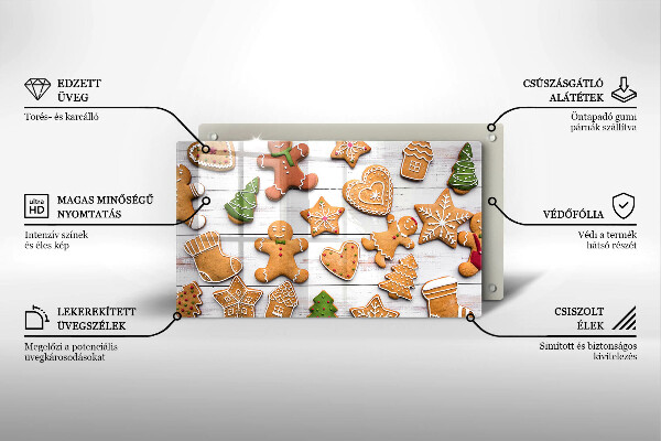 Skärbräda i härdat glas Jul pepparkakor