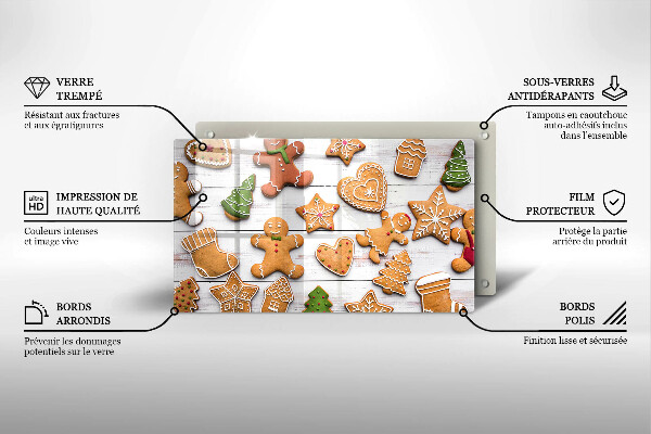 Skärbräda i härdat glas Jul pepparkakor