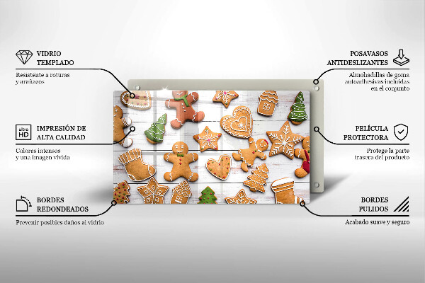 Skärbräda i härdat glas Jul pepparkakor