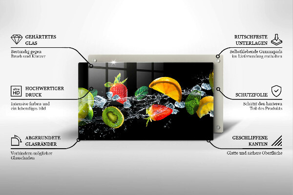 Skärbräda i härdat glas Frukt i vatten