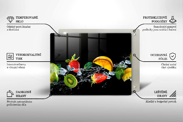 Skärbräda i härdat glas Frukt i vatten