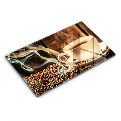 Skärbräda i härdat glas Kopp och kaffebönor