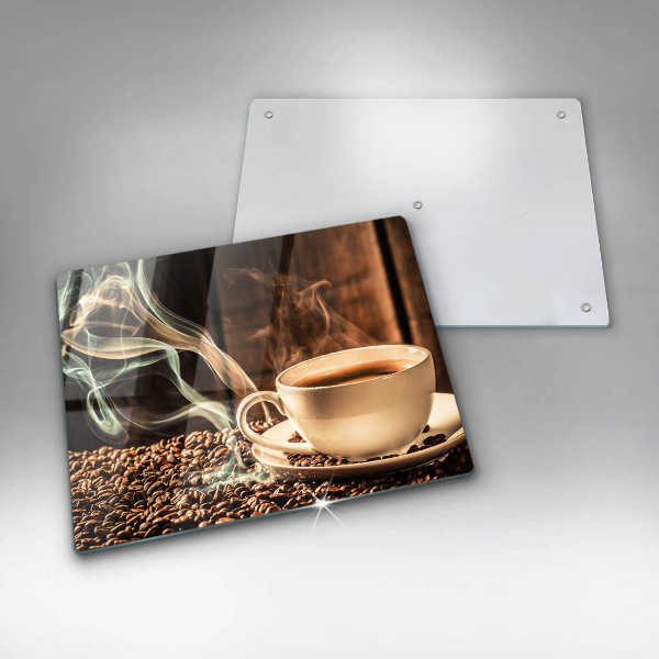 Skärbräda i härdat glas Kopp och kaffebönor