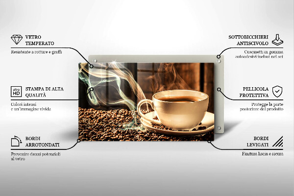 Skärbräda i härdat glas Kopp och kaffebönor