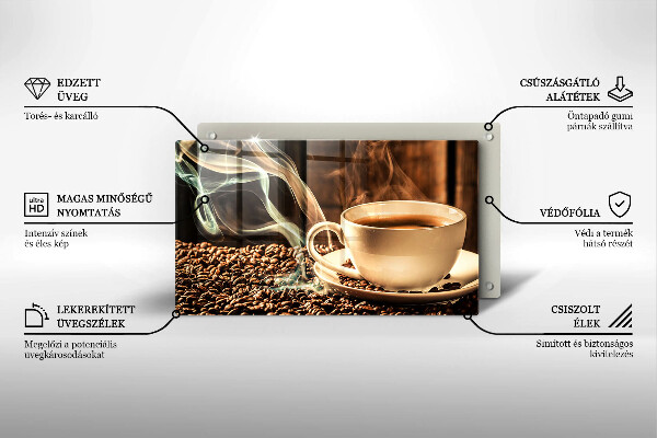 Skärbräda i härdat glas Kopp och kaffebönor