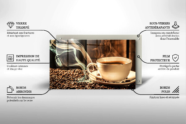 Skärbräda i härdat glas Kopp och kaffebönor