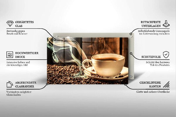 Skärbräda i härdat glas Kopp och kaffebönor