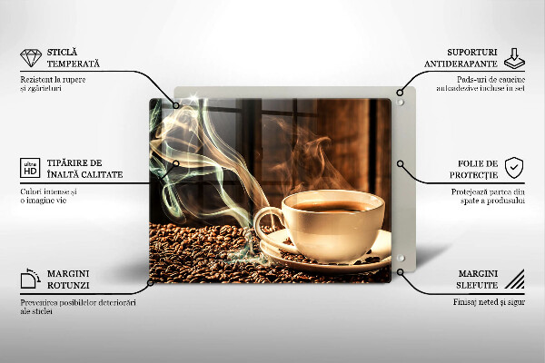 Skärbräda i härdat glas Kopp och kaffebönor