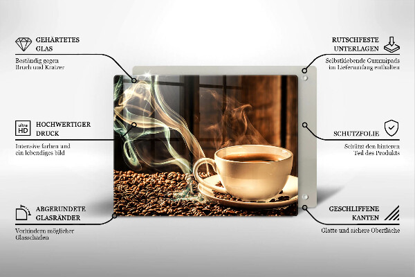 Skärbräda i härdat glas Kopp och kaffebönor