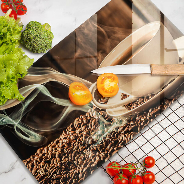 Skärbräda i härdat glas Kopp och kaffebönor