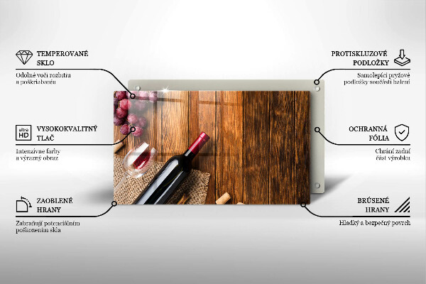 Skärbräda i härdat glas En flaska rött vin