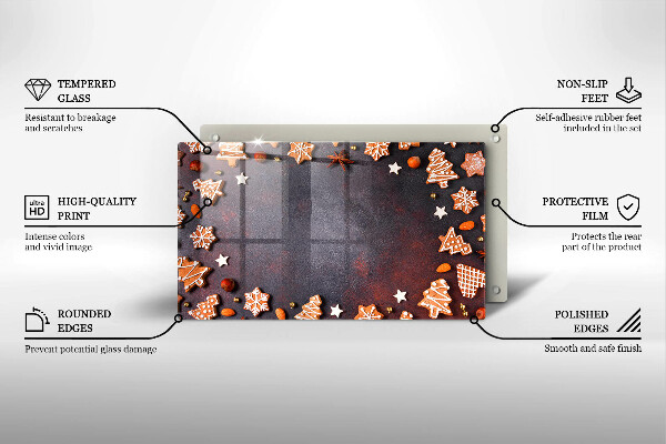 Skärbräda i härdat glas Jul pepparkakor