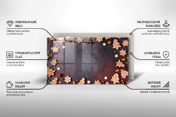 Skärbräda i härdat glas Jul pepparkakor