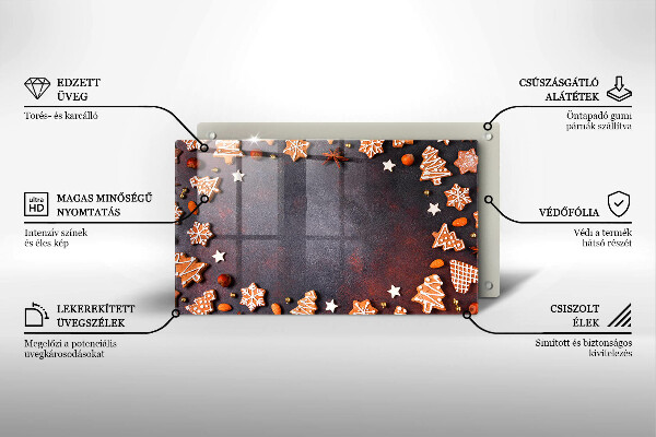 Skärbräda i härdat glas Jul pepparkakor