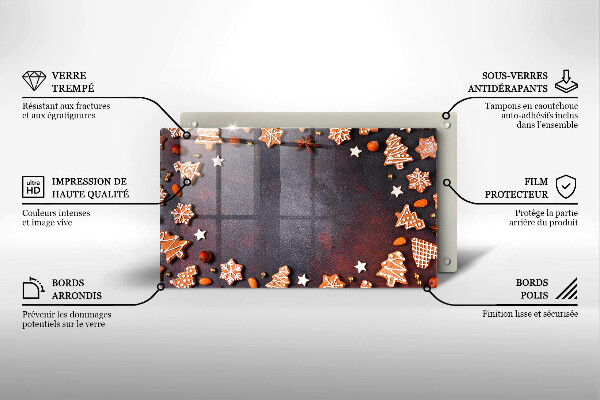 Skärbräda i härdat glas Jul pepparkakor